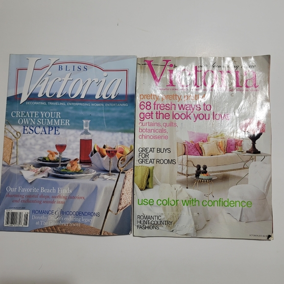 Victoria Magazine Lot of 2 October 2OO1 July August 2009 Coastal Glam Decorating - Picture 1 of 8
